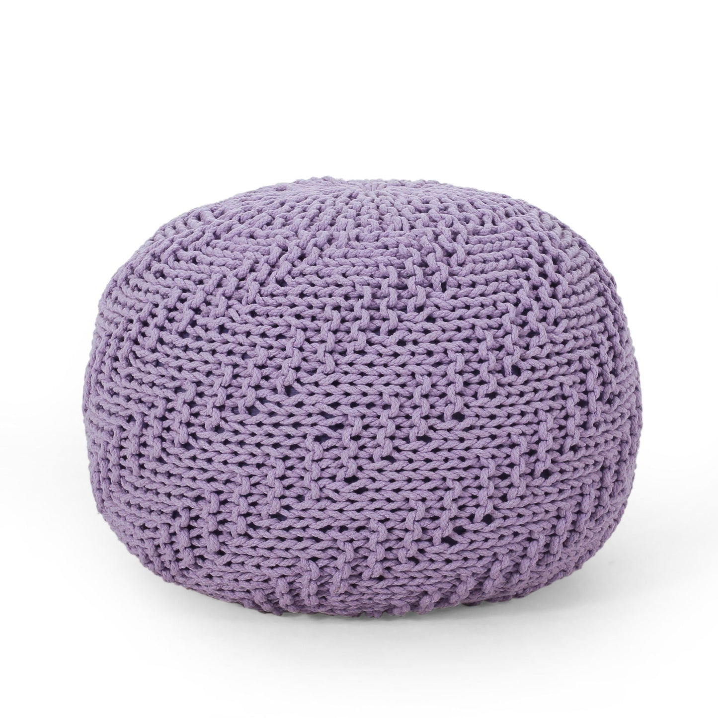 Bordeaux - Knitted Cotton Round Pouf Ottoman Home Essentials