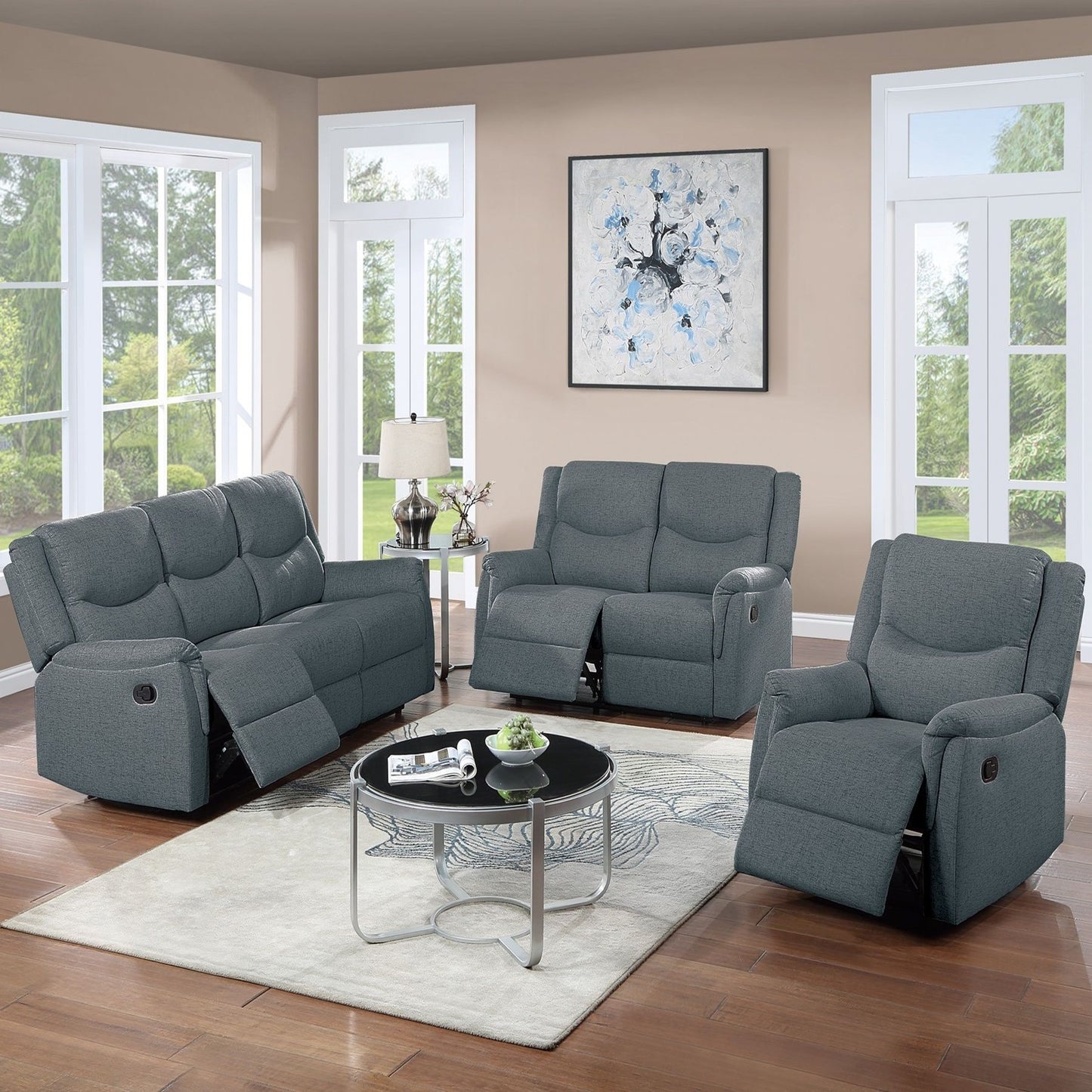 Modern Style Living Room Set, Manual Motion Home Essentials