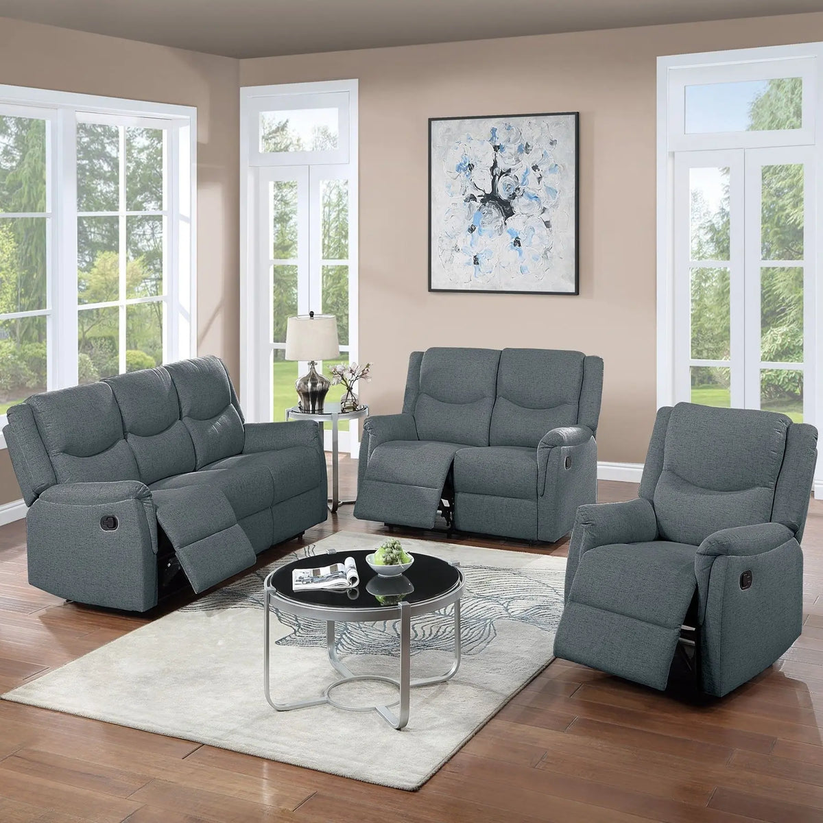Modern Style Living Room Set, Manual Motion Home Essentials