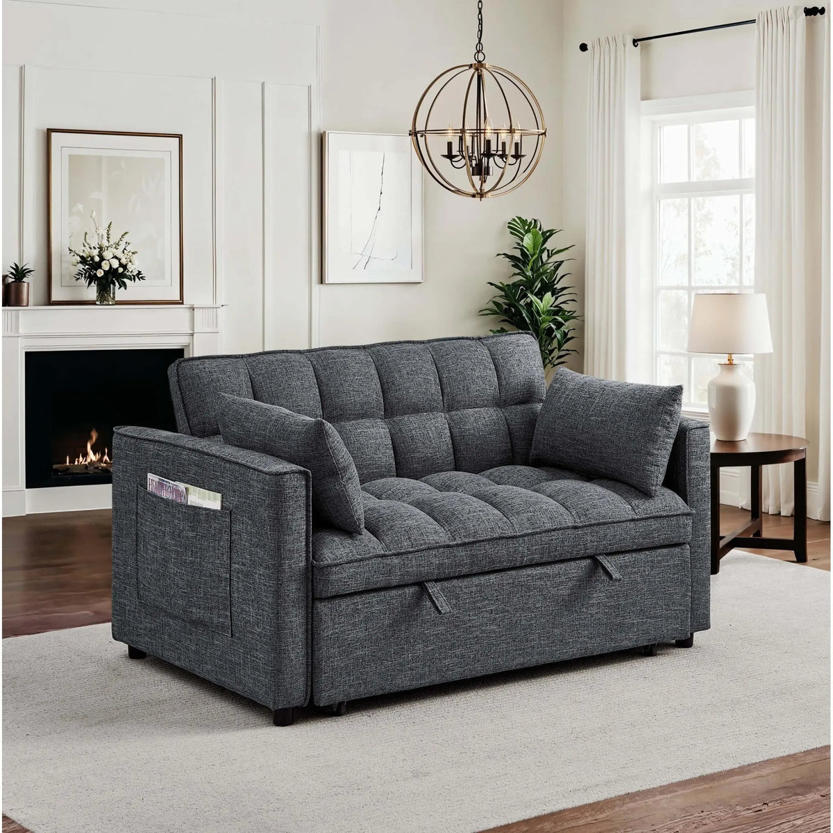 Sienna - Tufted Convertible Sleeper Sofa With Chaise - Gray The Soft House