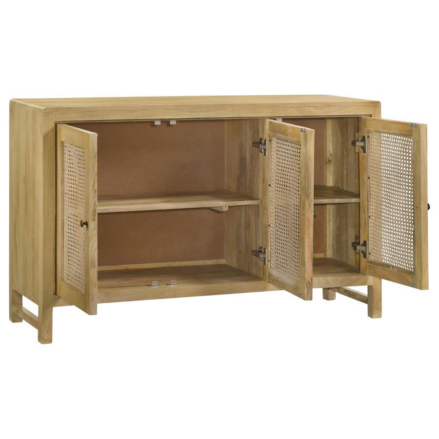 Zamora - Wood Accent Cabinet With Woven Cane CoasterEssence