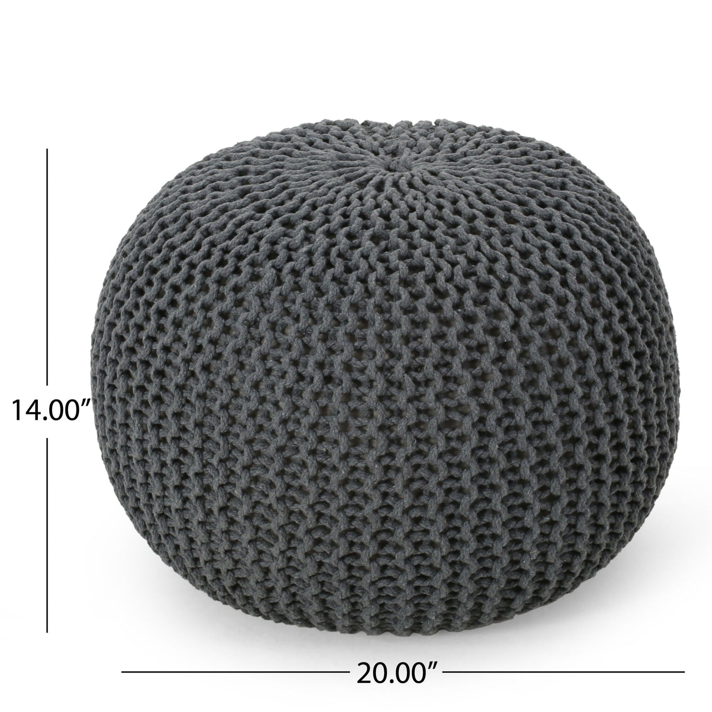 Bordeaux - Knitted Cotton Round Pouf, Versatile Ottoman And Floor Cushion Home Essentials