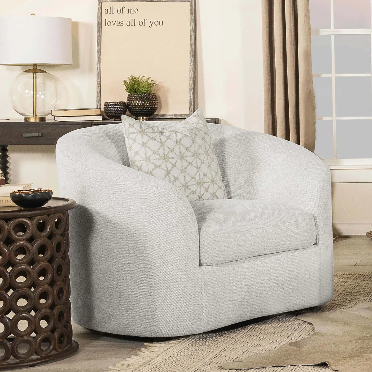 Rory - Sloped Arms Chair With Pillow - White Furniture Max