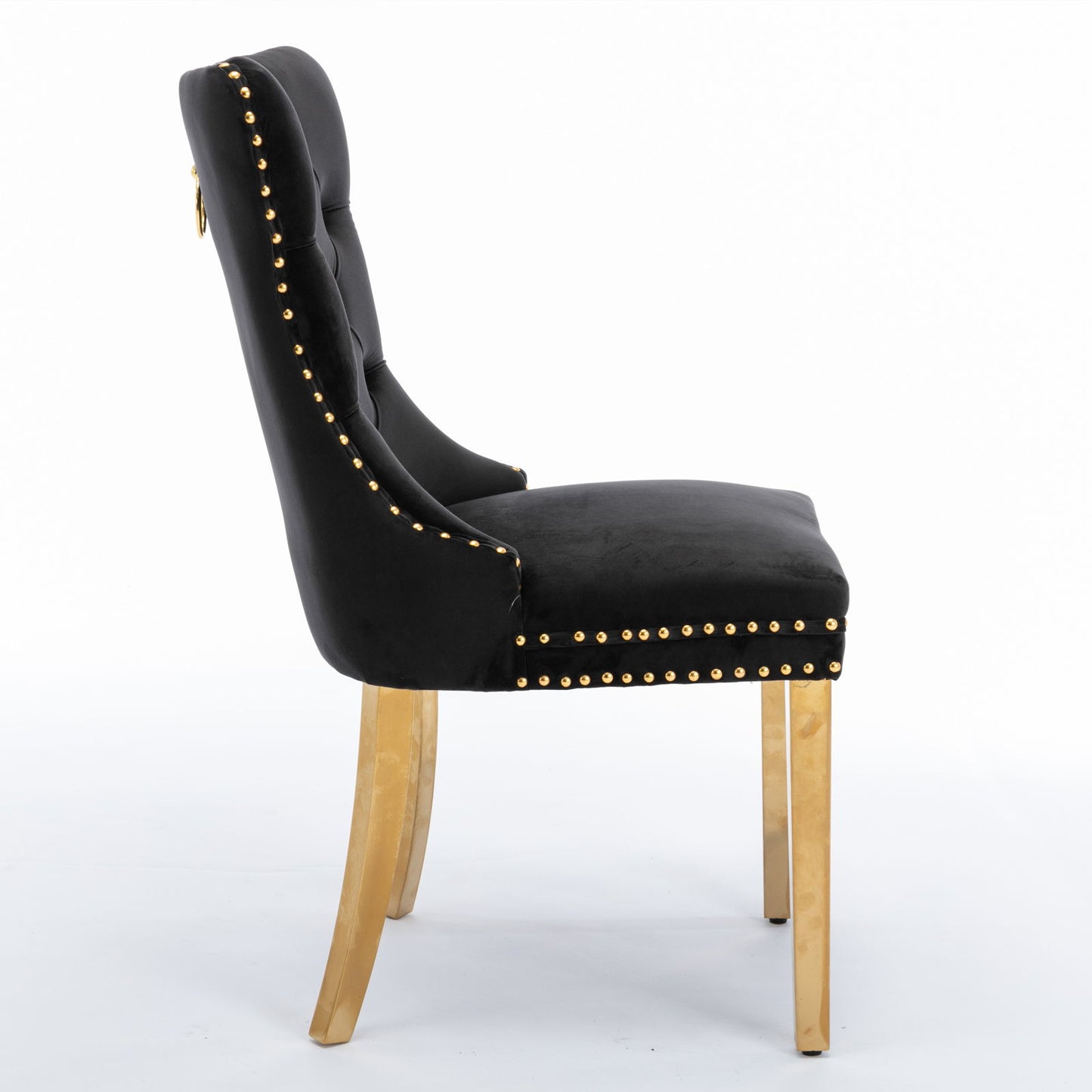 Nikki - Modern, High-End Tufted Solid Wood Contemporary Velvet Upholstered Dining Chair With Golden Stainless Steel Plating Legs, Nailhead Trim (Set of 2) Home Essentials