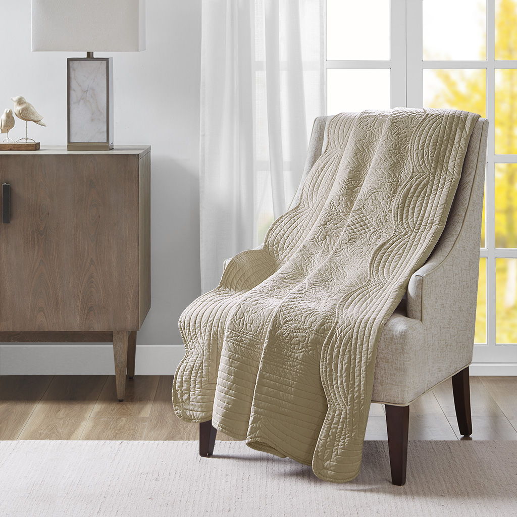 Tuscany - Oversized Quilted Throw - Khaki Madison Park