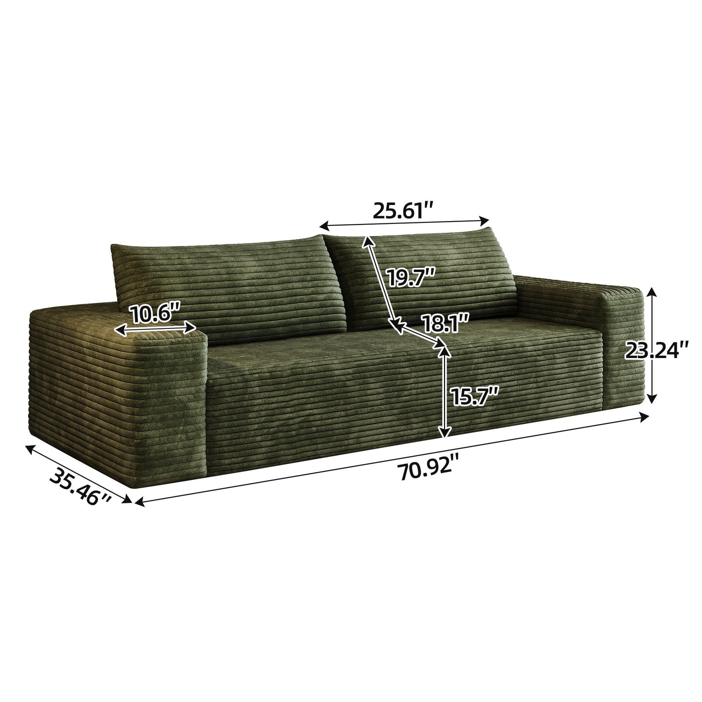3 Setaser Sofa, Deep Seat Couches For Living Room - Green Home Essentials