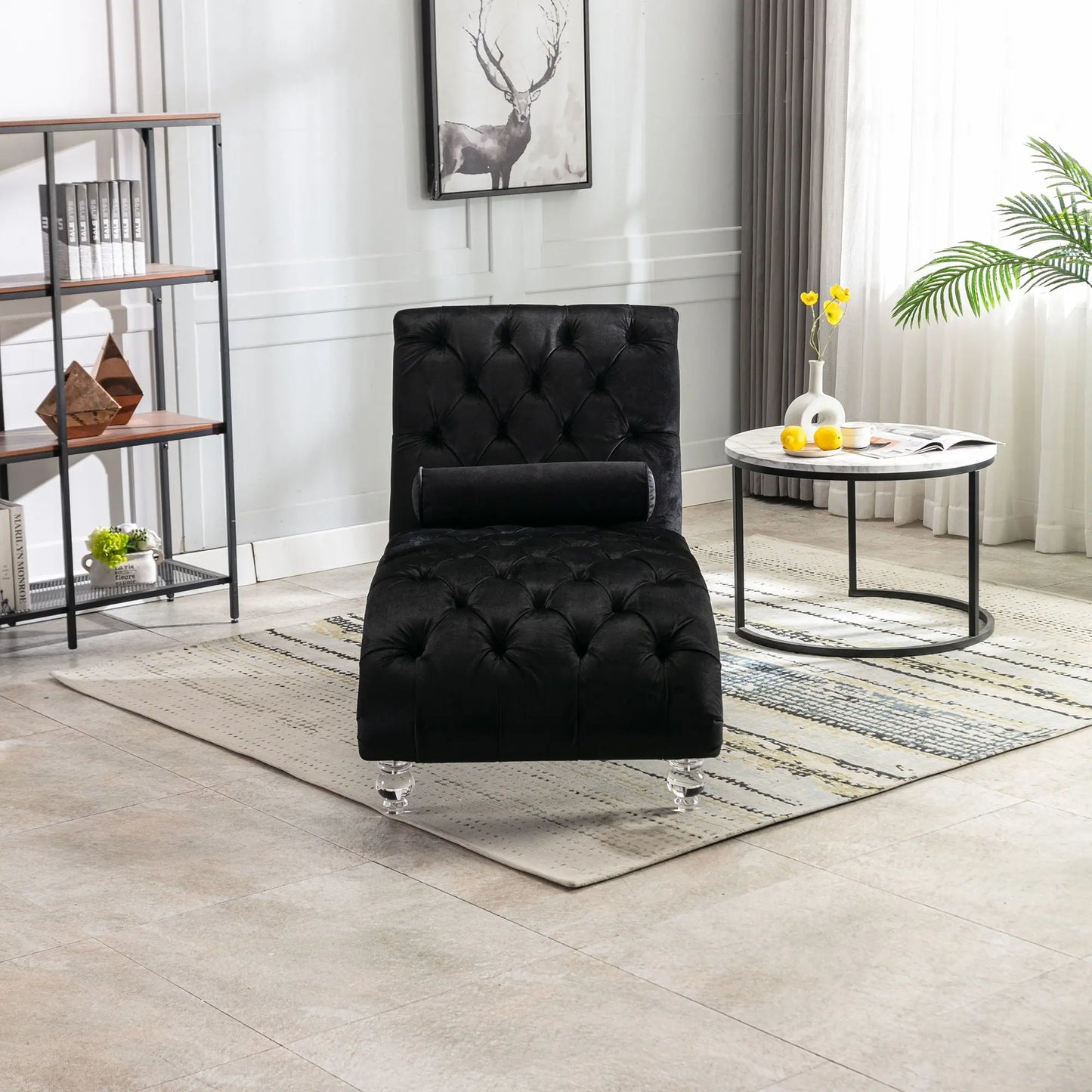 Chaise Lounge Indoor, Button Tufted Upholstered Chaise Lounge Chair With Pillow Home Essentials