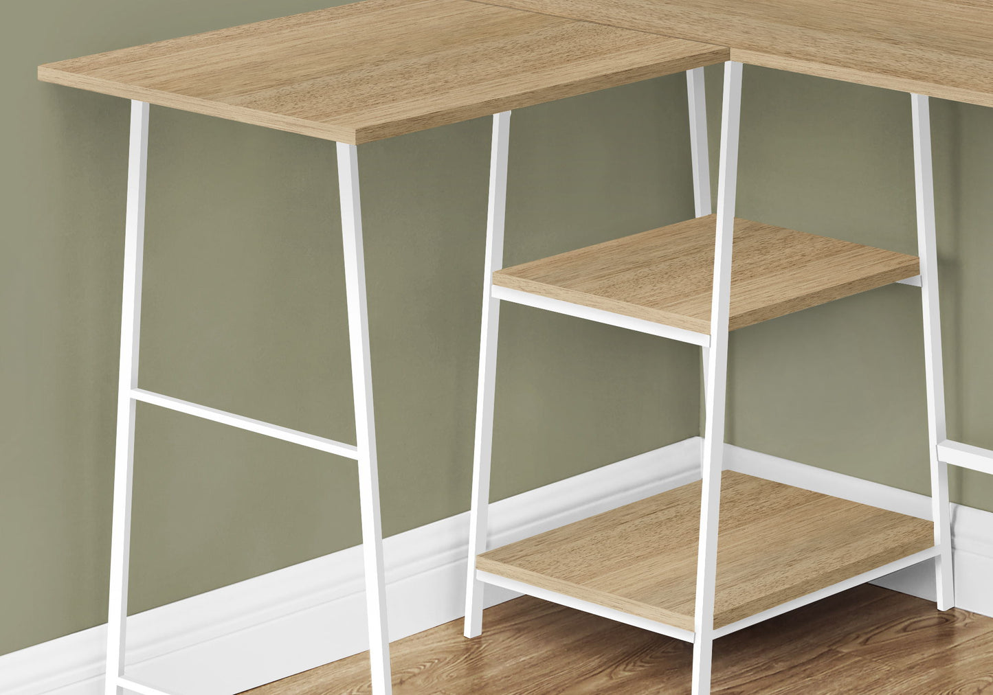 Computer Desk, Home Office, Corner, Storage Shelves, L Shape, Work, Laptop, Contemporary, Modern - White Base 8th Street