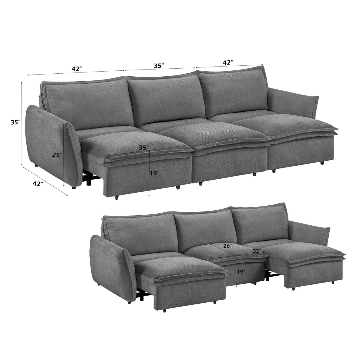 Eaden - Power Sofa With Sleeper - Gray Acme