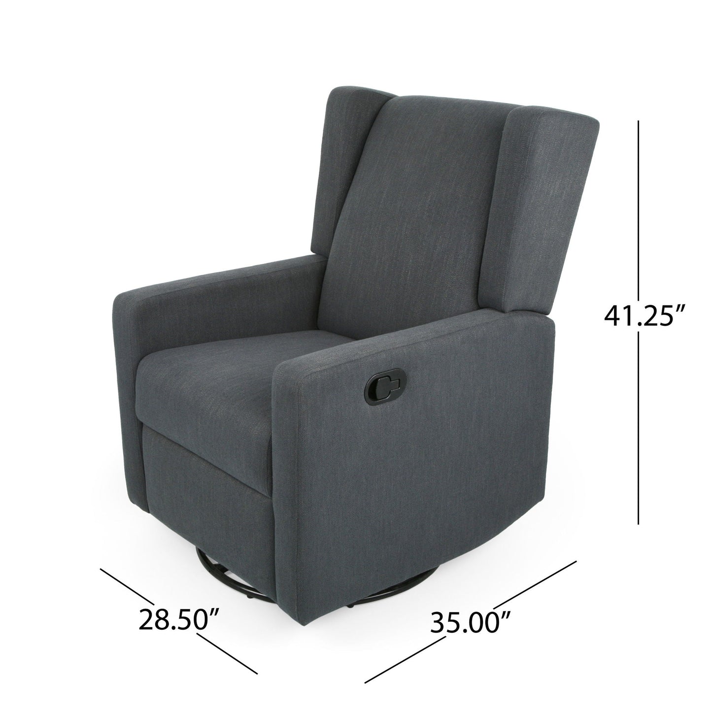 Landau - Contemporary Fabric Upholstered Swivel Recliner - Charcoal Noble House