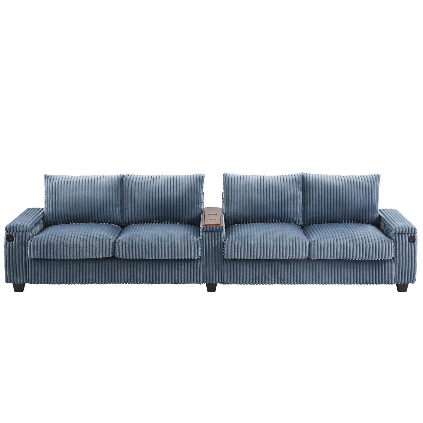 Modern 4 Seater Corduroy Sofa Couch With USB Ports And Hidden Storage Hearth and Haven