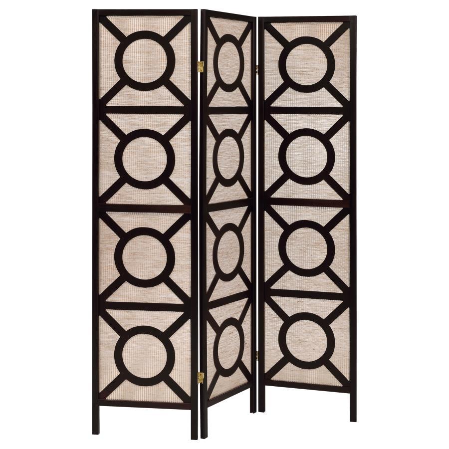 Vulcan - 3 Panel Room Divider Folding Shoji Screen - Cappuccino CoasterEveryday