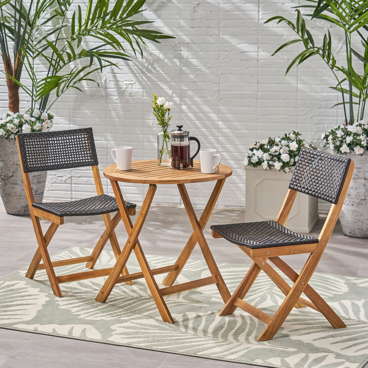 Evergreen - Outdoor Dining Set With Dining Table And 2 Chair Noble House