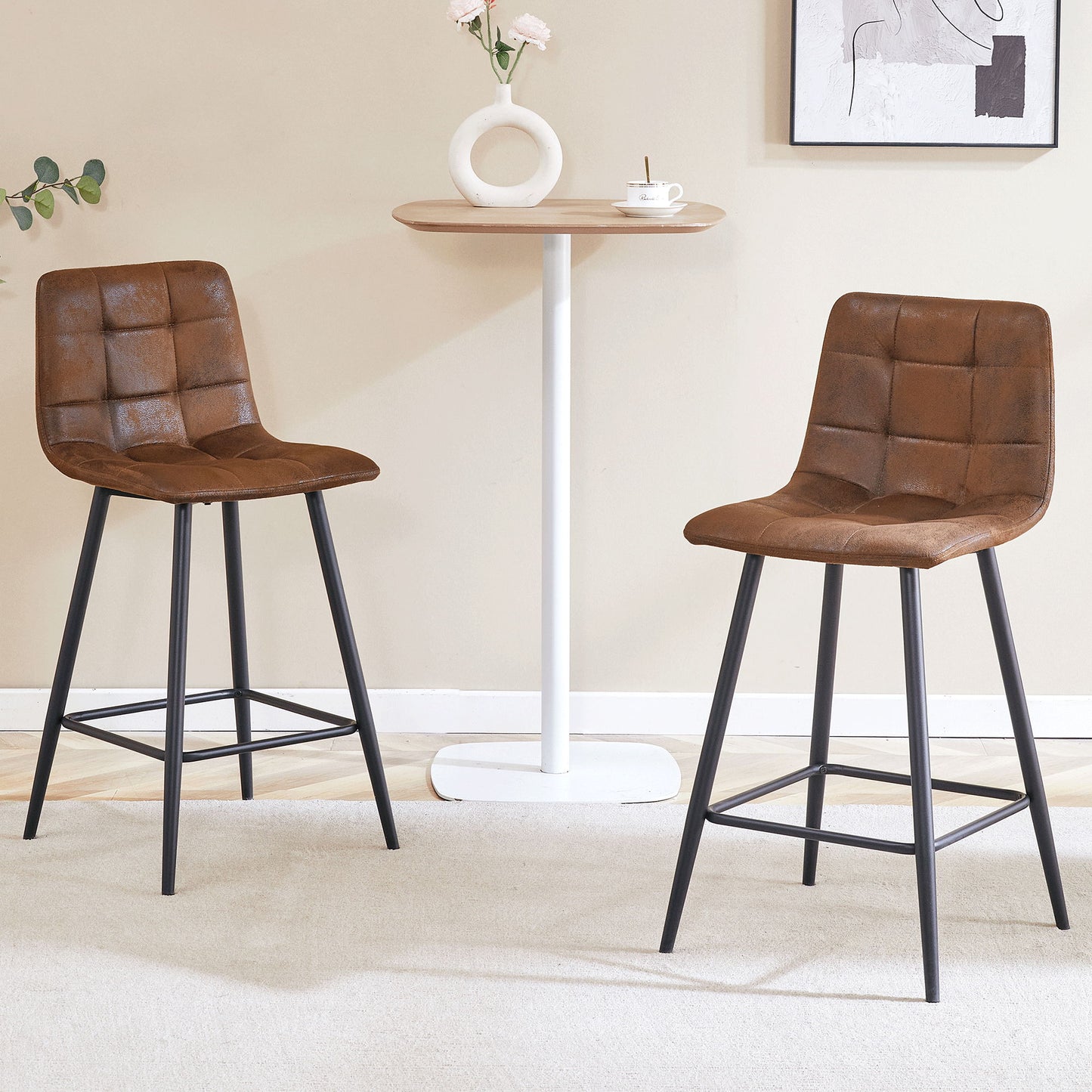 Bar Chair Set Comfortable With Metal Legs And Ergonomic Design Home Essentials