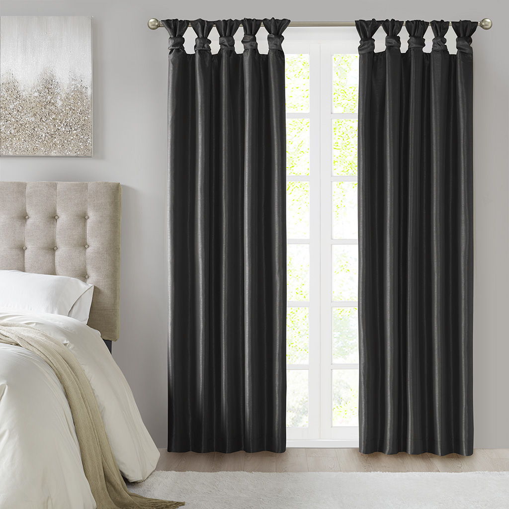 Emilia - Twist Tab Total Blackout Window Curtain Panel - Black Madison Park