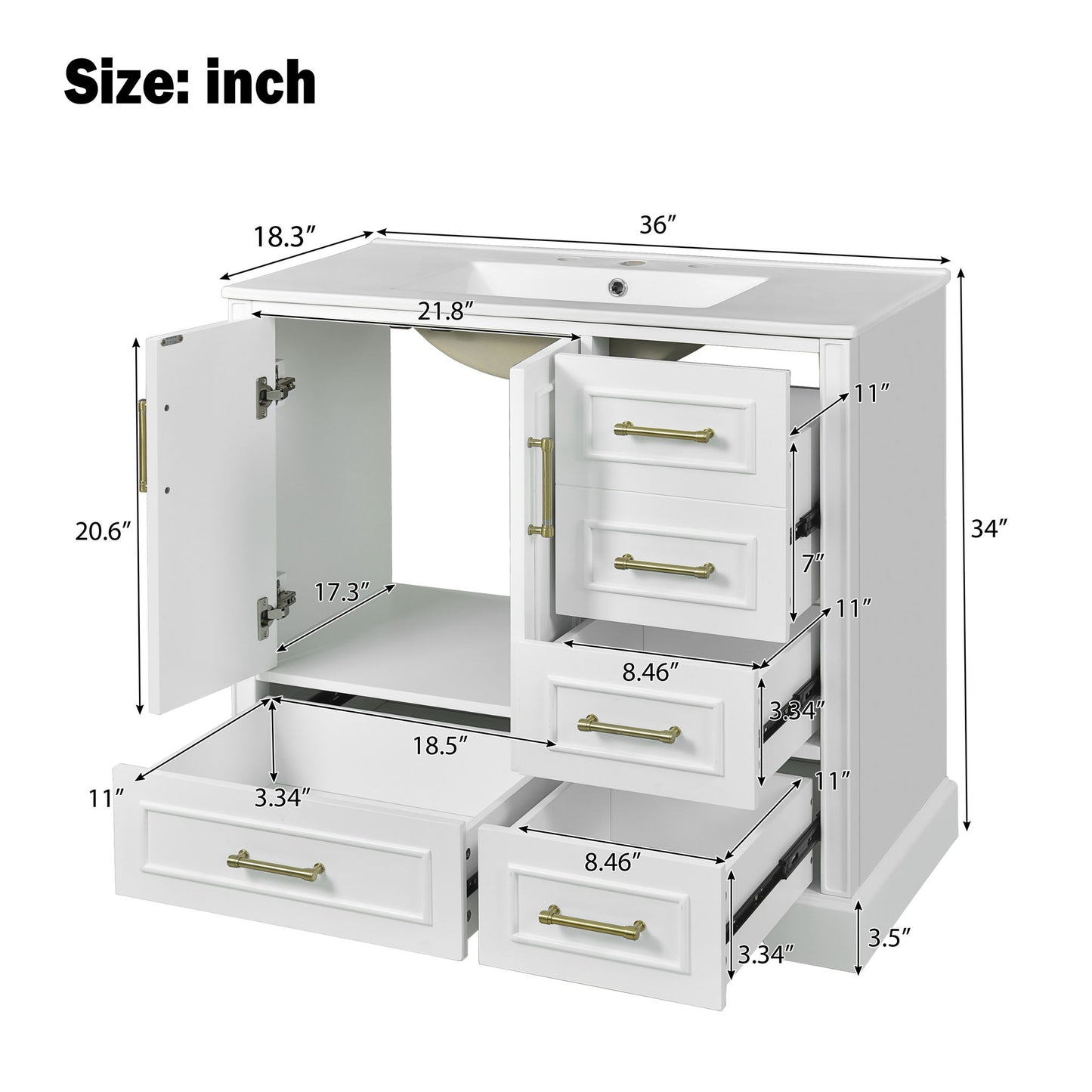 Traditional Bathroom Vanity With Soft Close Doors And Drawers Hearth and Haven