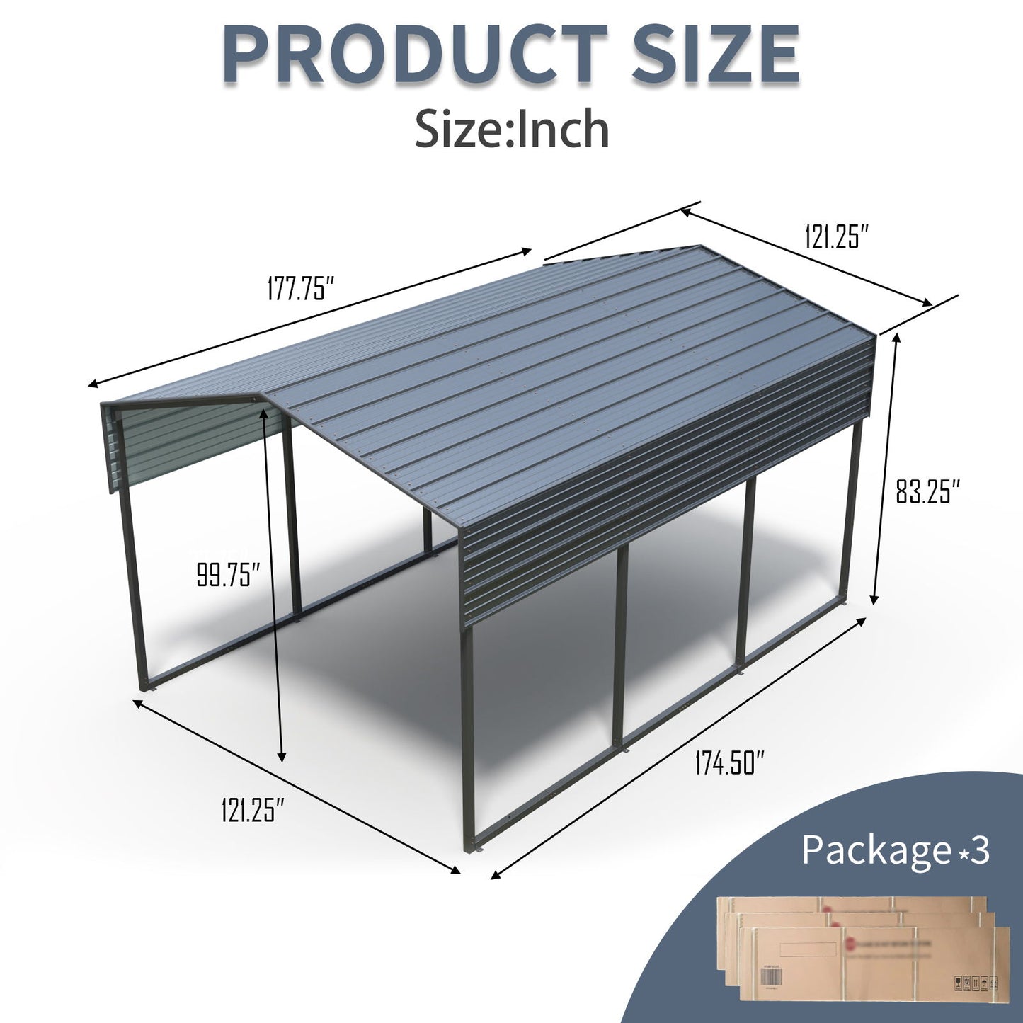 10 X 15 Ft Carport, Outdoor Carport, Heavy Duty Carport Canopy With Galvanized Steel Roof And Frame, Metal Carport Large Garage For Driveway Car, Truck - Charcoal Home Essentials