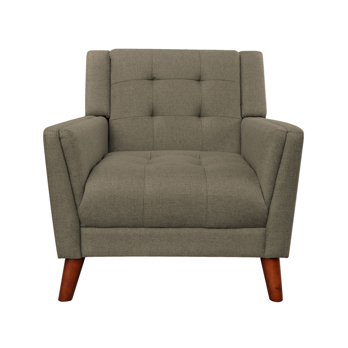 Upholstered Armchair With Button Tufting And Tapered Legs - Mocha Noble House