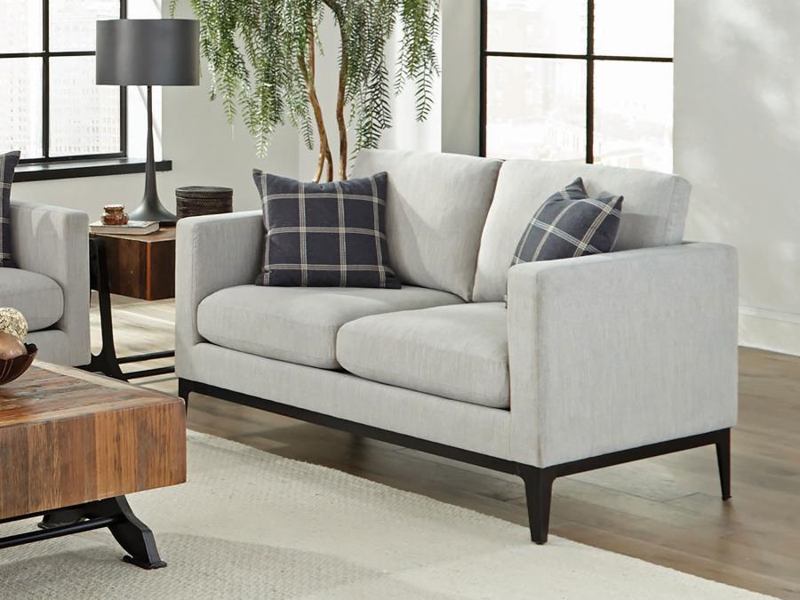 Apperson - Upholstered Track Arm Loveseat - Light Gray CoasterElevations