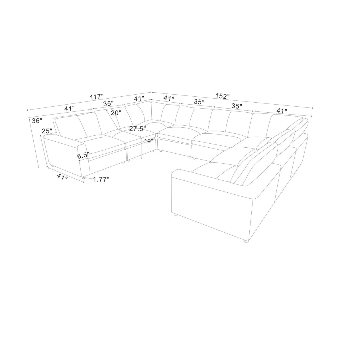 Upholstered Large Seating Modular Design Sectional Home Essentials