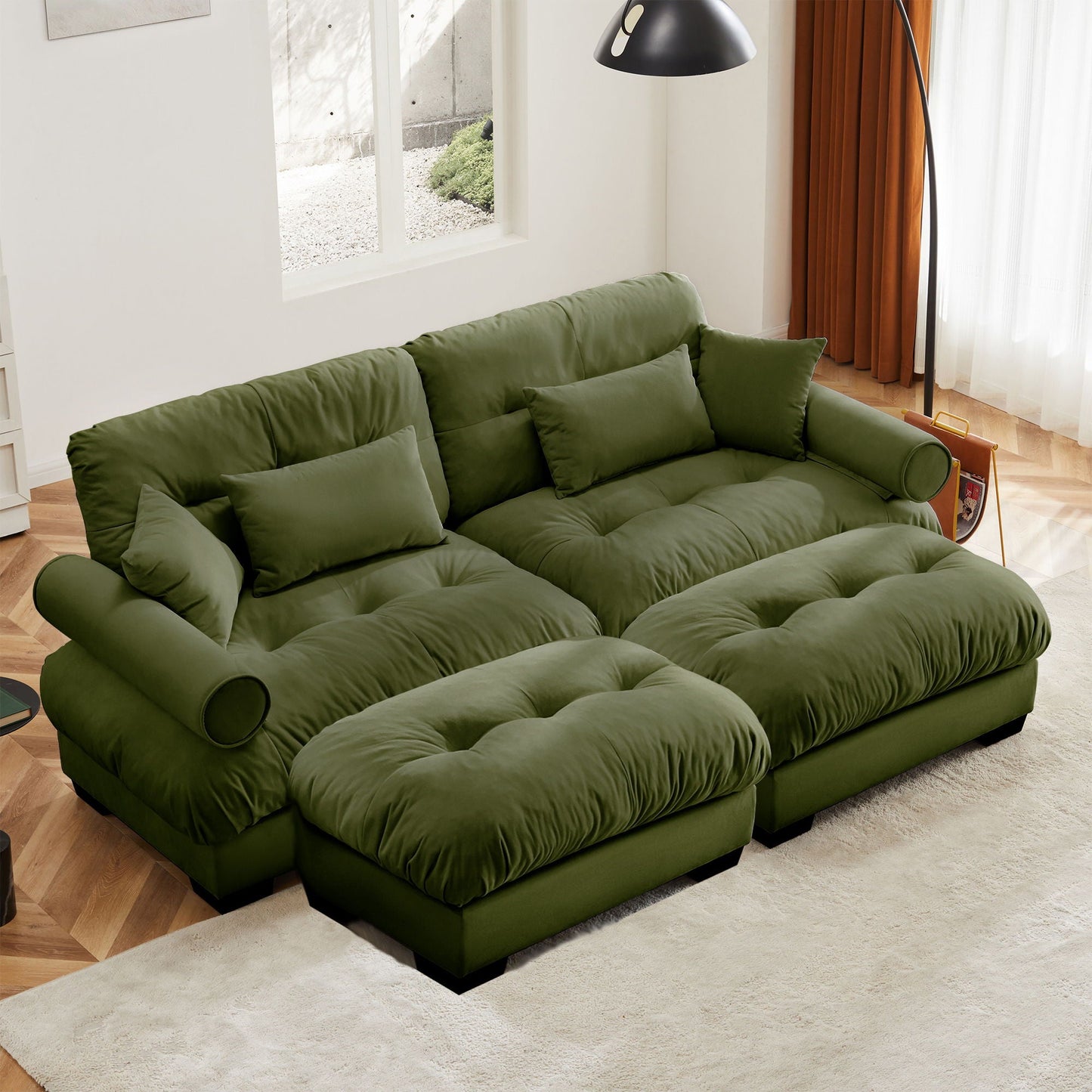 Super Comfort Oversized Modular Sectional Sofa With Movable Ottoman - Snoozhouse