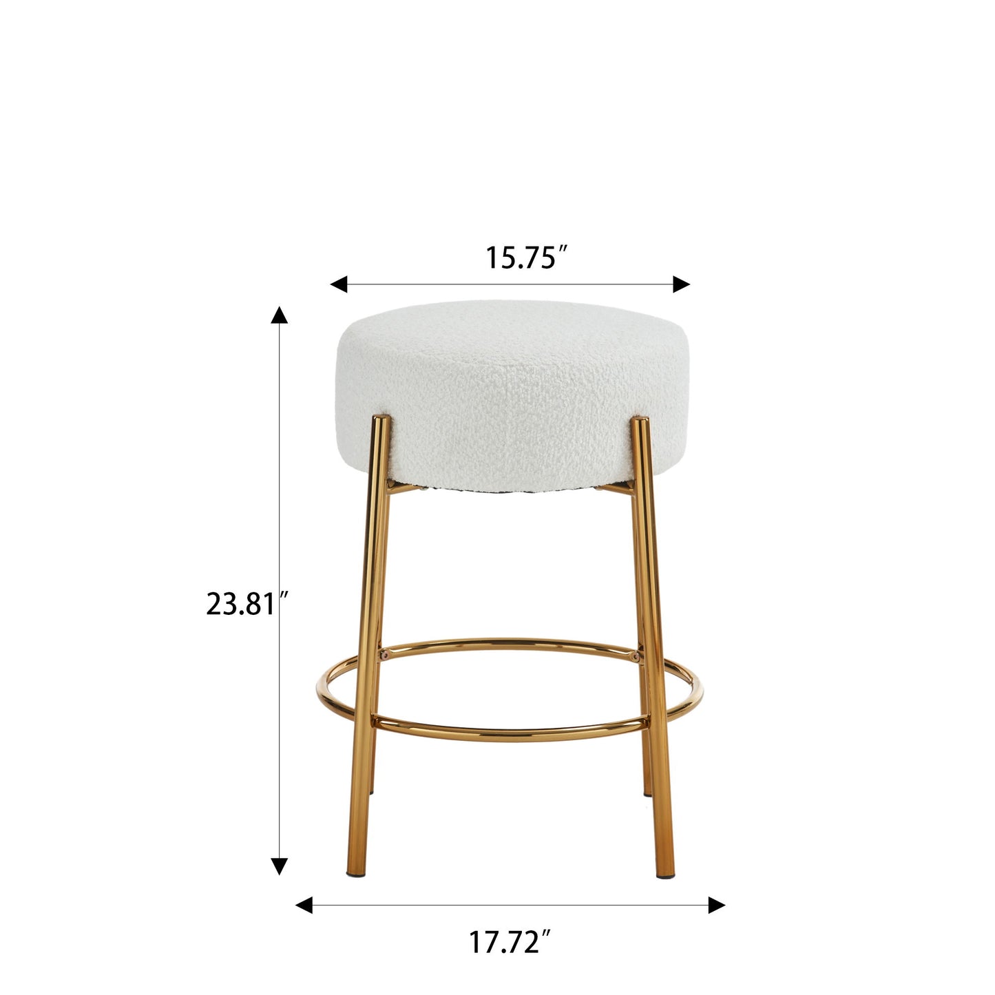 Round Bar Stools (Set of 2), Contemporary Upholstered Dining Stools For Kitchens, Coffee Shops And Bar Stores - Gold Legs Home Essentials