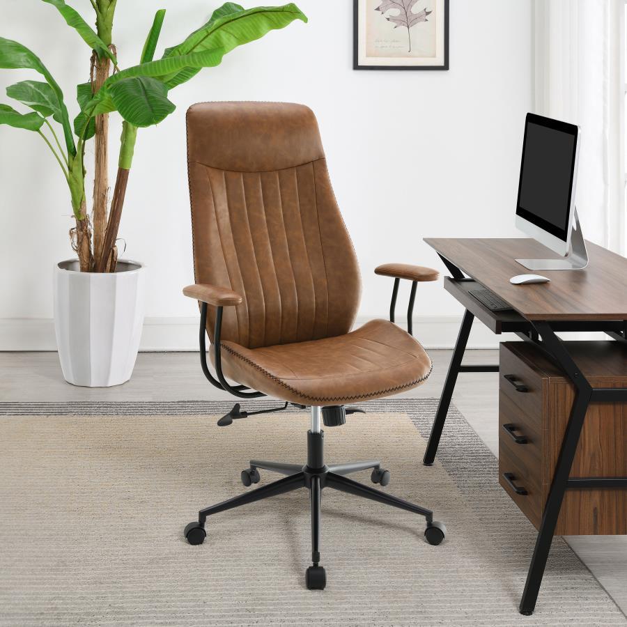 Ranger - Upholstered Adjustable Home Office Desk Chair - Brown - Snoozhouse