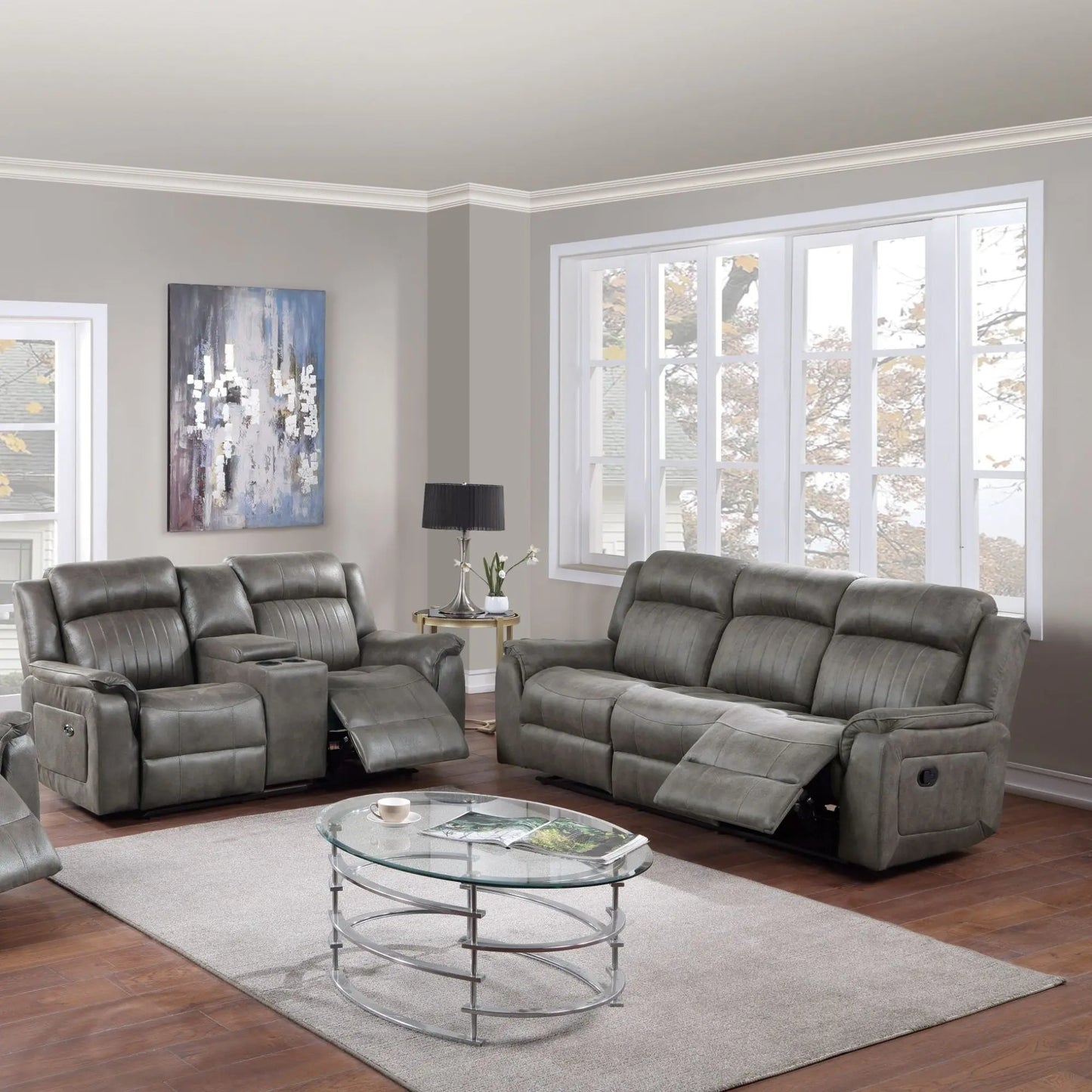 Contemporary Living Room Set, Horizontal And Vertical Tufting Home Essentials