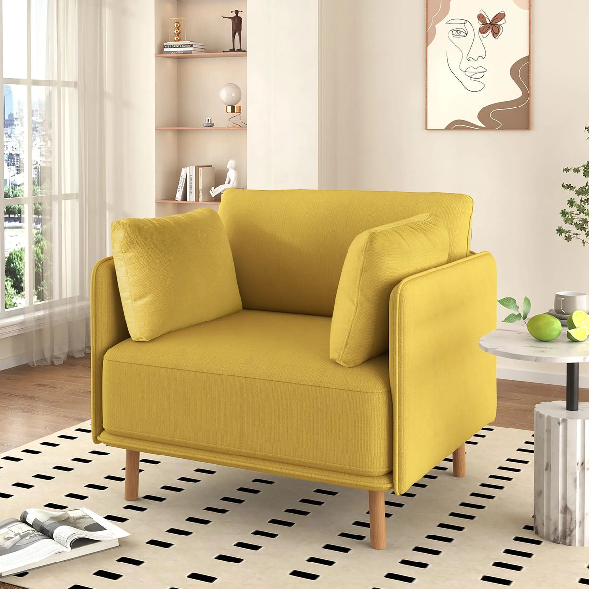 Modern Upholstered Accent Chair With Soft Cushions, Sleek Armrest Design Noble House