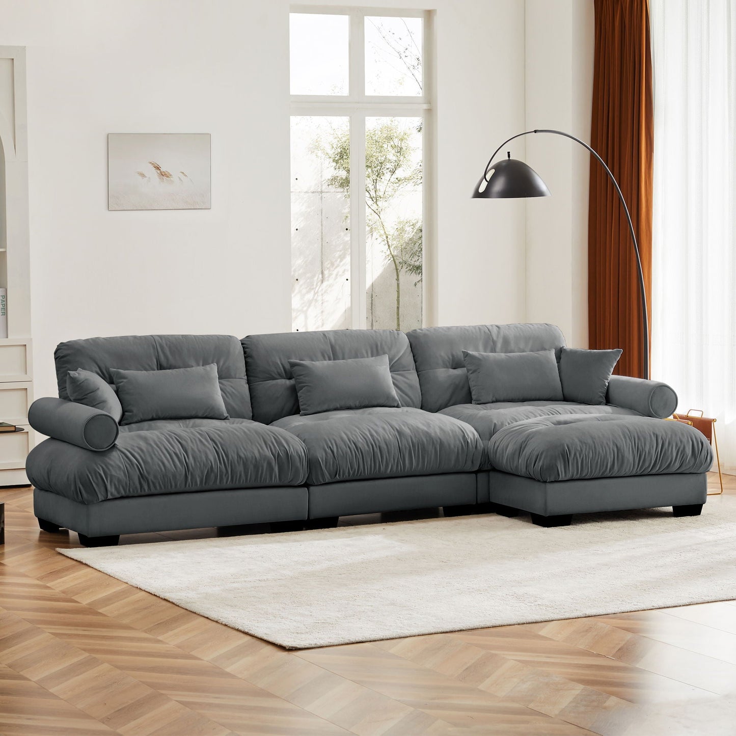 Super Comfort Oversized Modular Sectional Sofa With Movable Ottoman - Snoozhouse