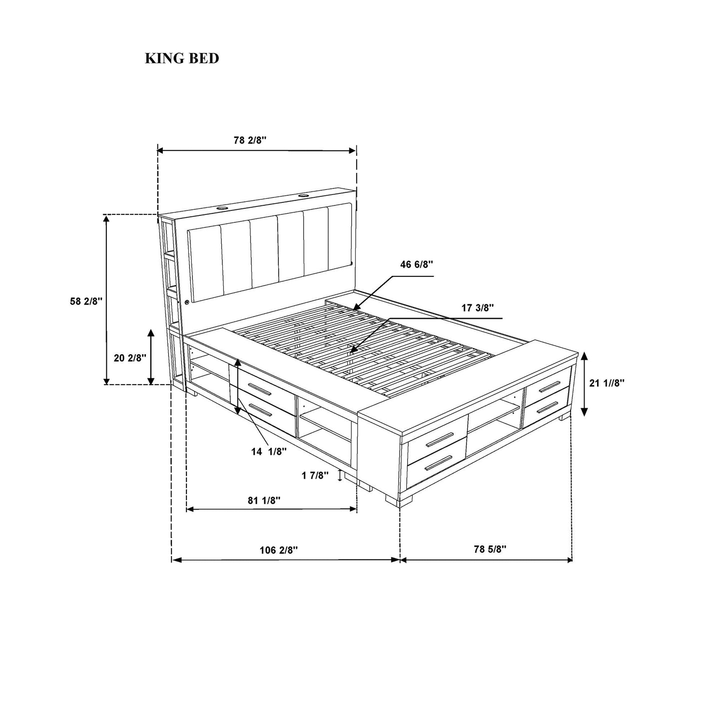 Messa - Bed With Storage Features And LED Lighting Global Furniture USA