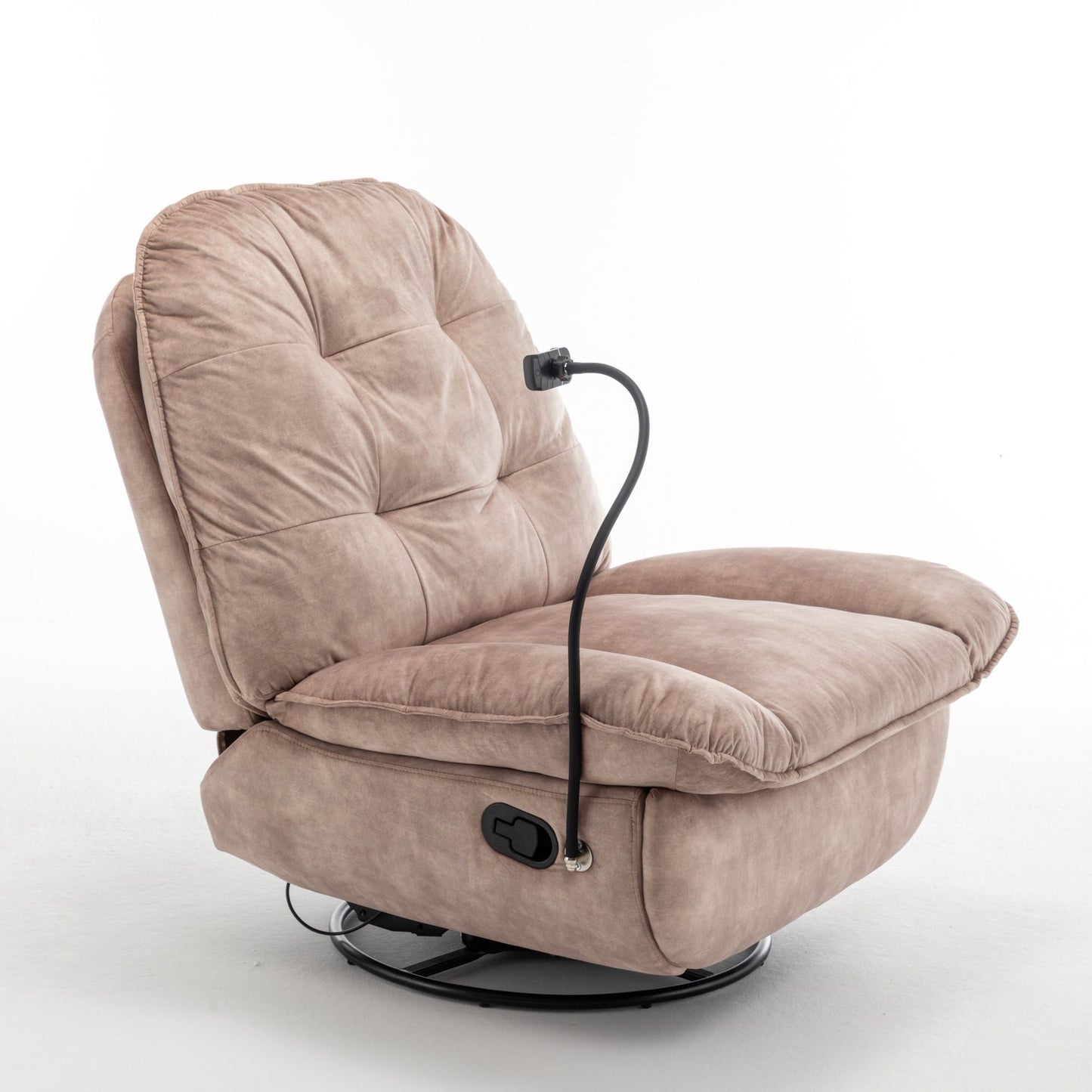 Modern Swivel Gliding Recliner Chair With Rocking Function And Phone Holder, Large Comfortable Home Essentials