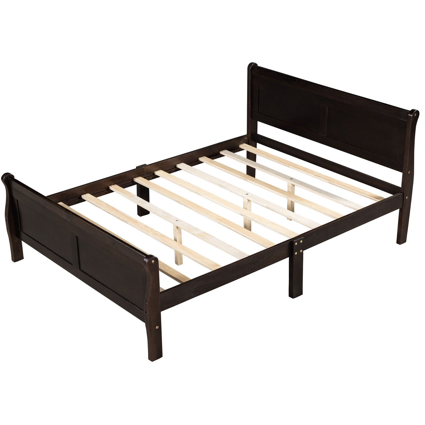 Platform Bed Frame Mattress Foundation Sleigh Bed With Headboard / Footboard / Wood Slat Suppor DreamHaus