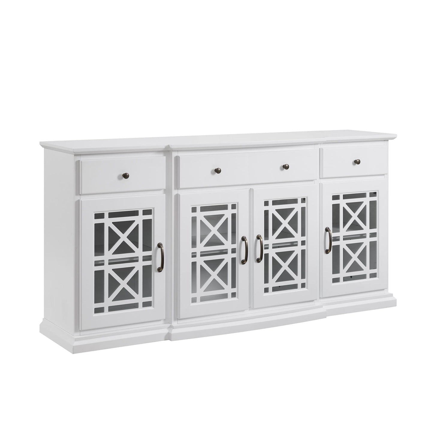 Classic Fretwork Detailed Glass Door Sideboard Walker Edison