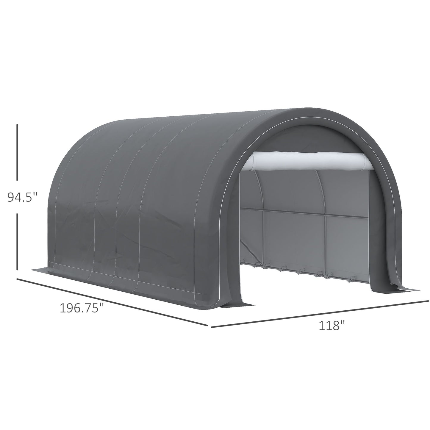 Outsunny - 10' x 16' Carport, Heavy Duty Portable Garage Storage Tent With Large Zippered Door, Anti-Uv Pe Canopy Cover For Car, Truck, Boat, Motorcycle, Bike, Garden Tools, Outdoor Work Home Essentials