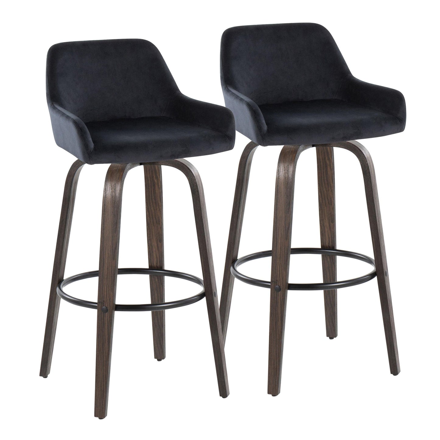 Daniella - Contemporary Fixed Height, Barstool With Swivel With Round Footrest (Set of 2) Lumi Source
