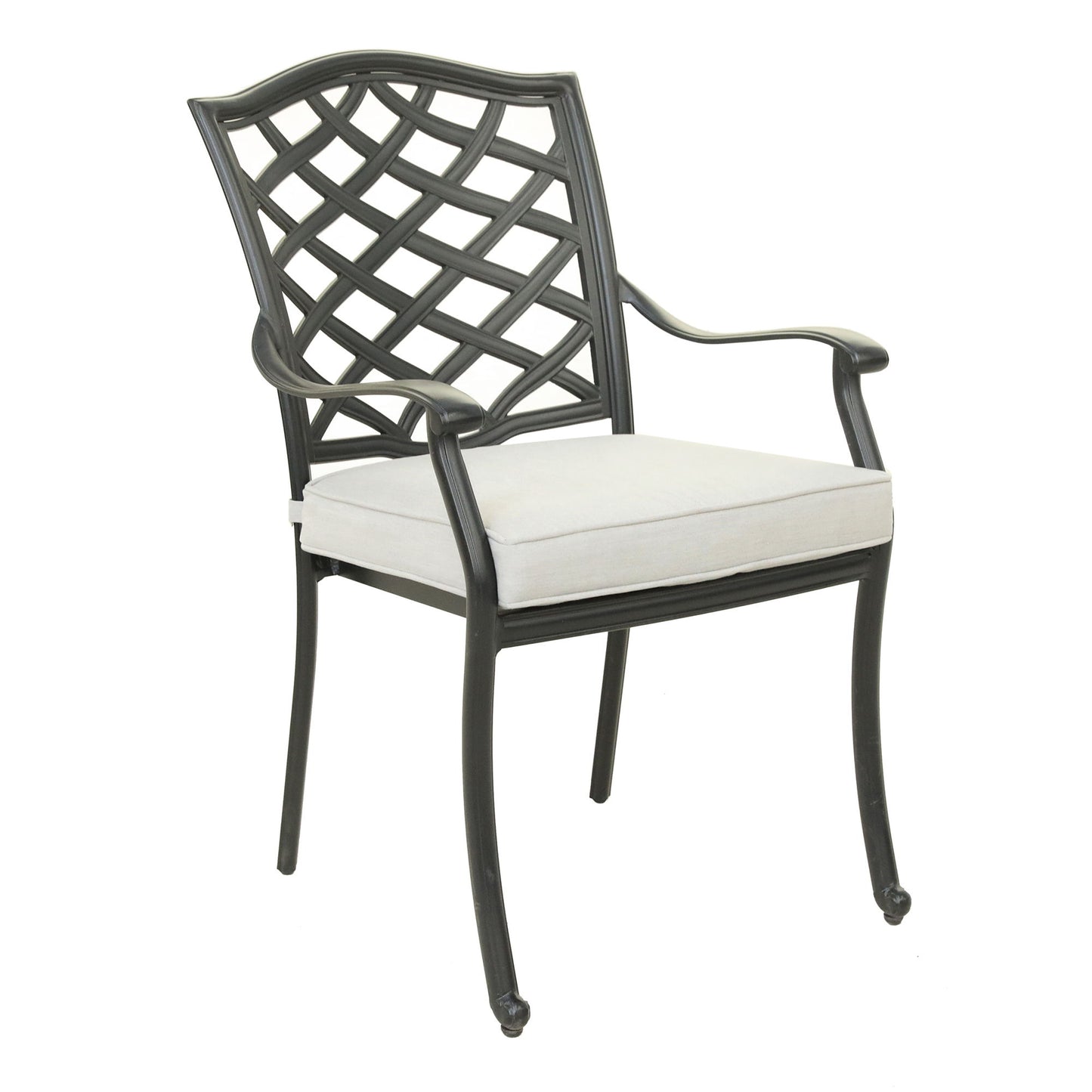 Aluminum Dining Arm Chair With Cushion (Set of 2) - Cast Silver Home Essentials