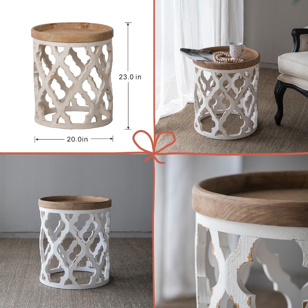 French Country Home Decor Collection (Includes An Artificial Plant, Vase, Trays, Stool And Side Table) (Set of 5) - Multicolor Home Essentials