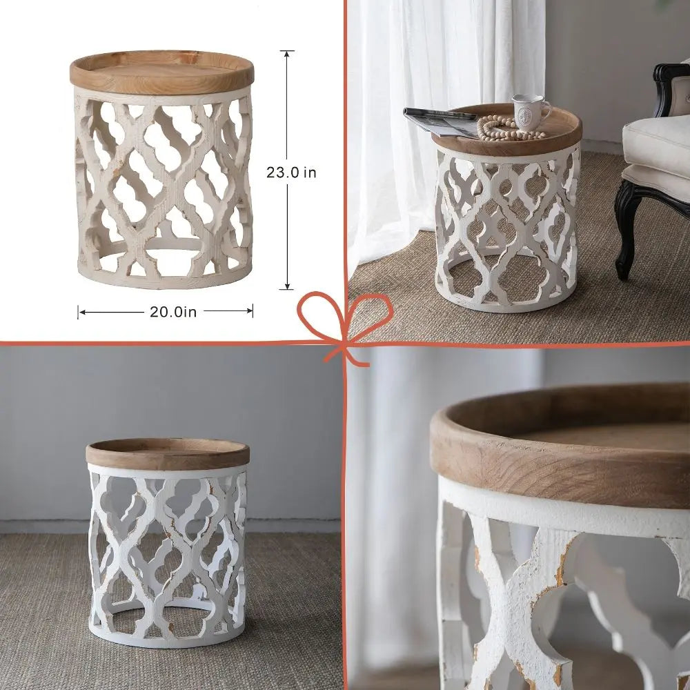 French Country Home Decor Collection (Includes An Artificial Plant, Vase, Trays, Stool And Side Table) (Set of 5) - Multicolor Home Essentials
