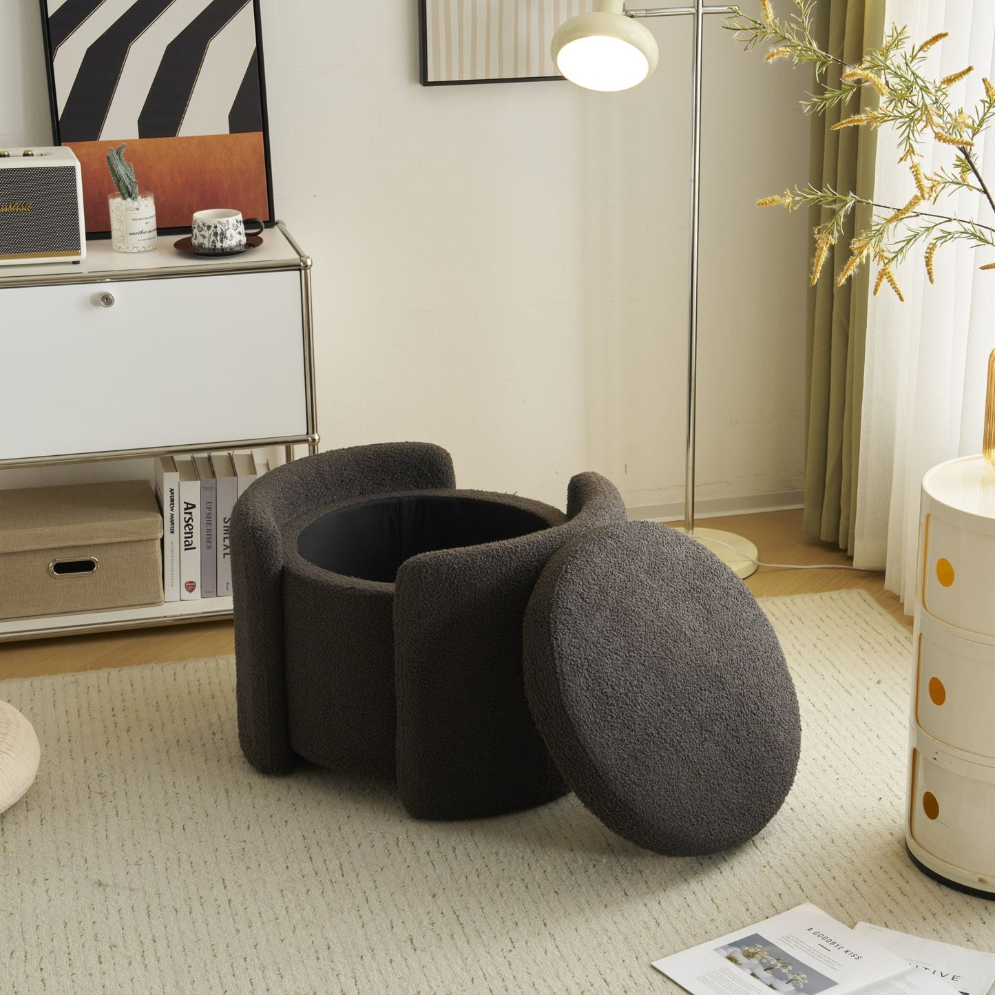 Cozy Boucle Storage Ottoman, Stylish Comfort With Hidden Storage Noble House