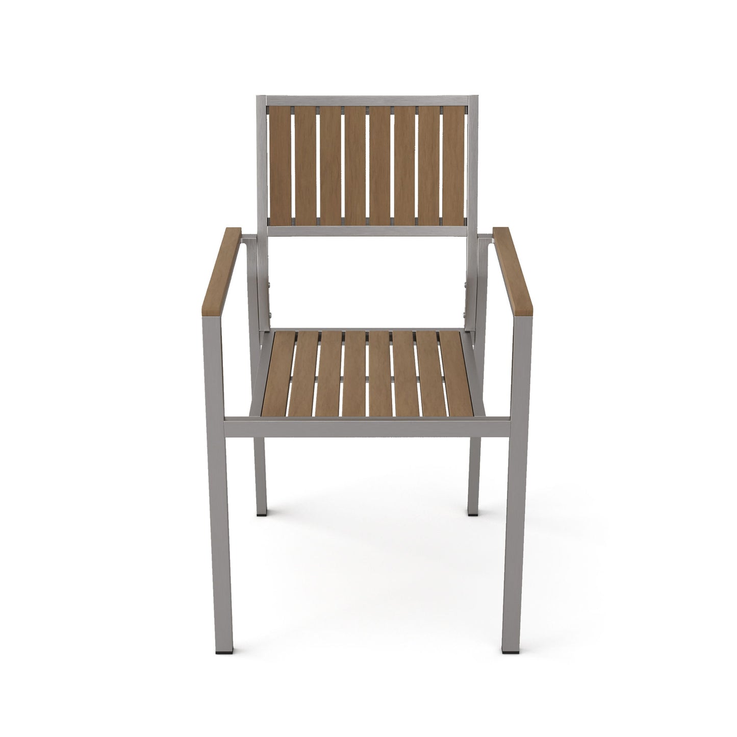 Stylish Modern Faux Wood & Aluminum Outdoor Dining Chairs, (Set of 2) - Natural Noble House