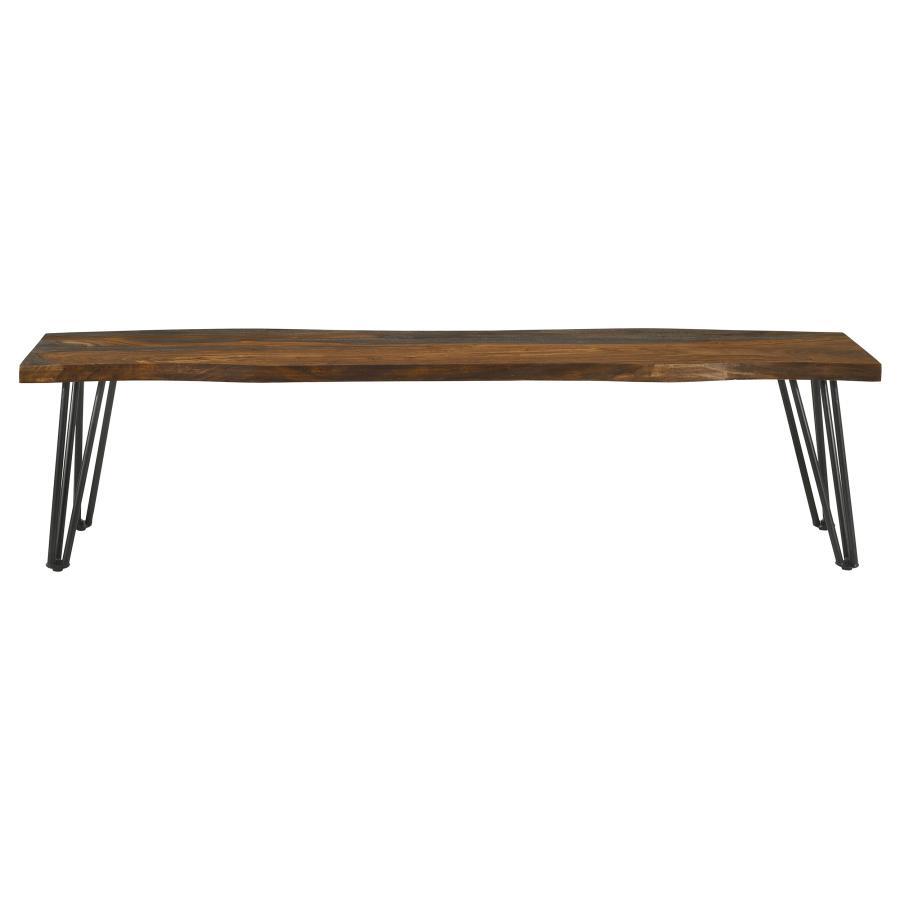 Neve - Live Edge Wood Dining Bench Hairpin Legs - Gray Sheesham CoasterEssence