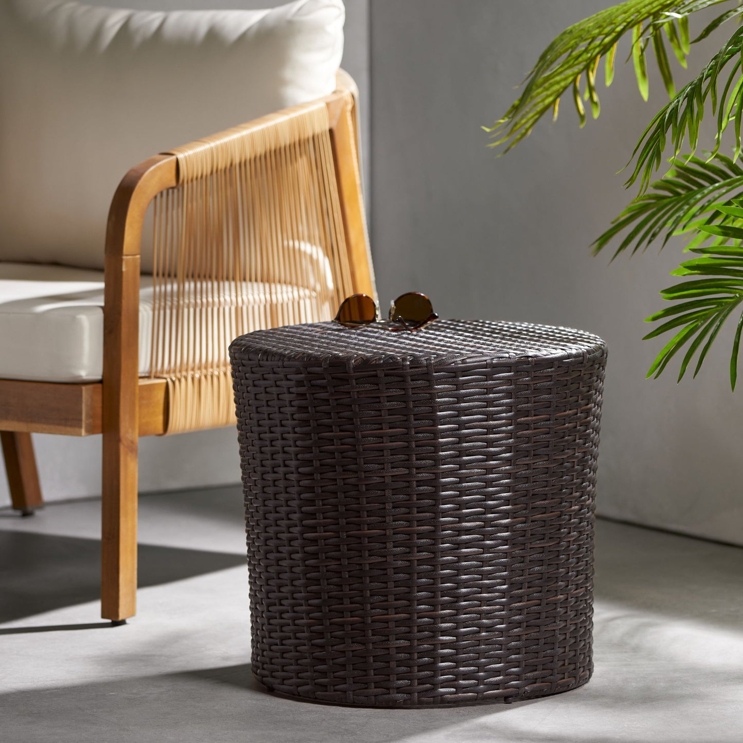 Barrel Side Table With Handcrafted Details Noble House