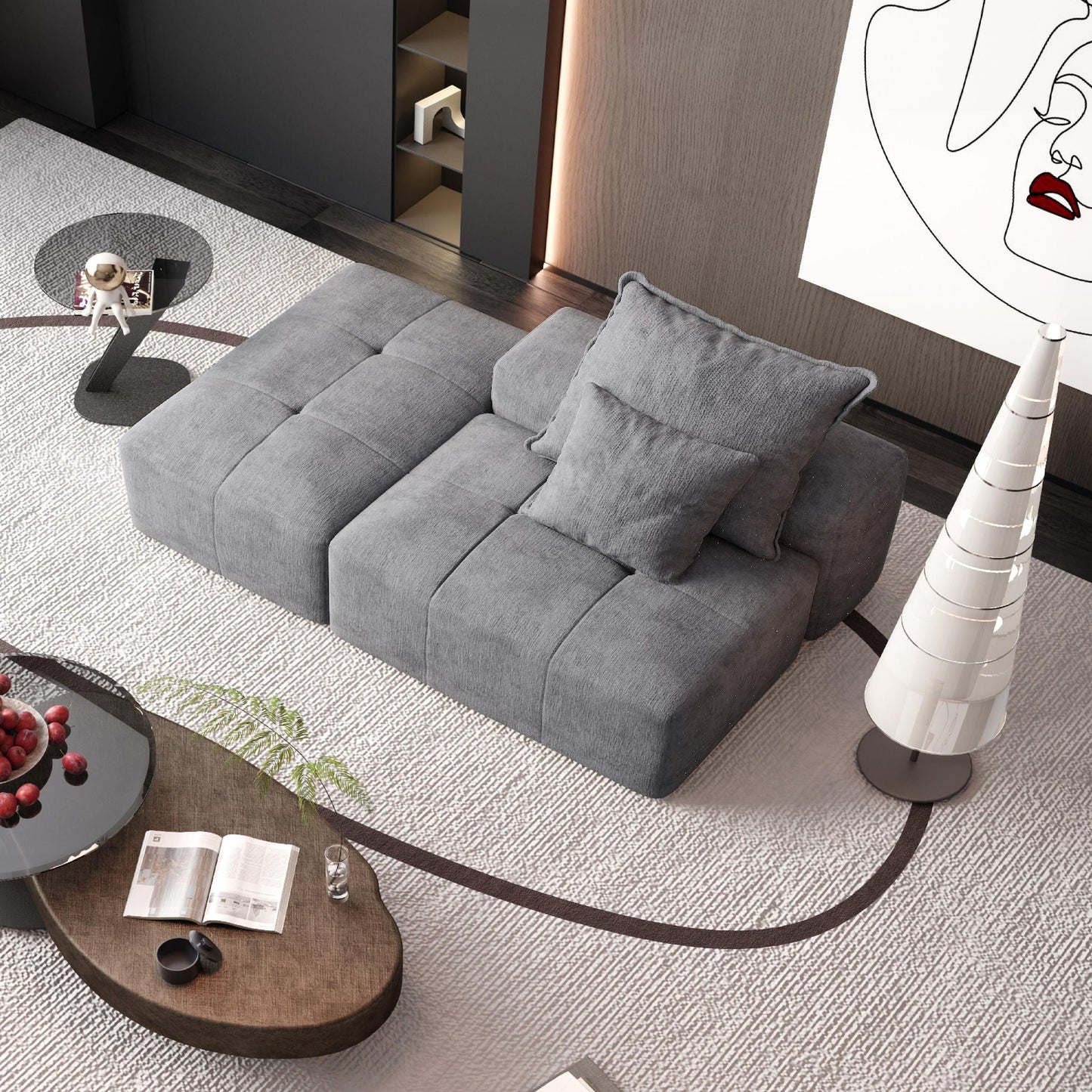 Modern Oversized Modular Sectional Sofa, Sparkling Fabric Soft Cushions With 2 Pillows Home Essentials