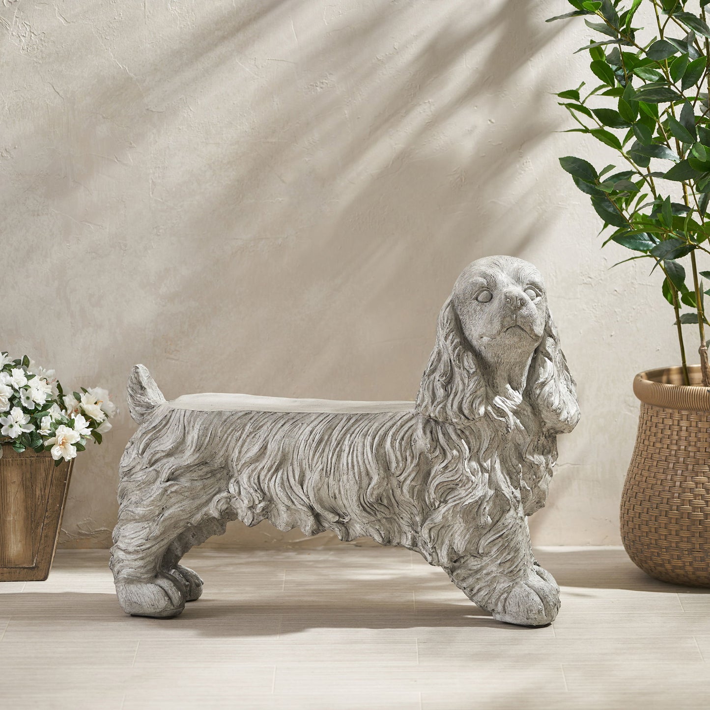 Cocker Spaniel Dog Statue - Gray Noble House