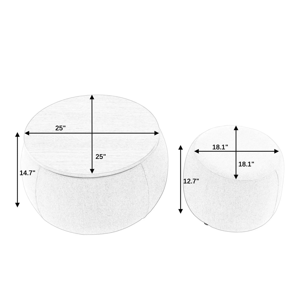 Round Storage Ottoman, 2 In 1 Function, End Table And Ottoman Home Essentials