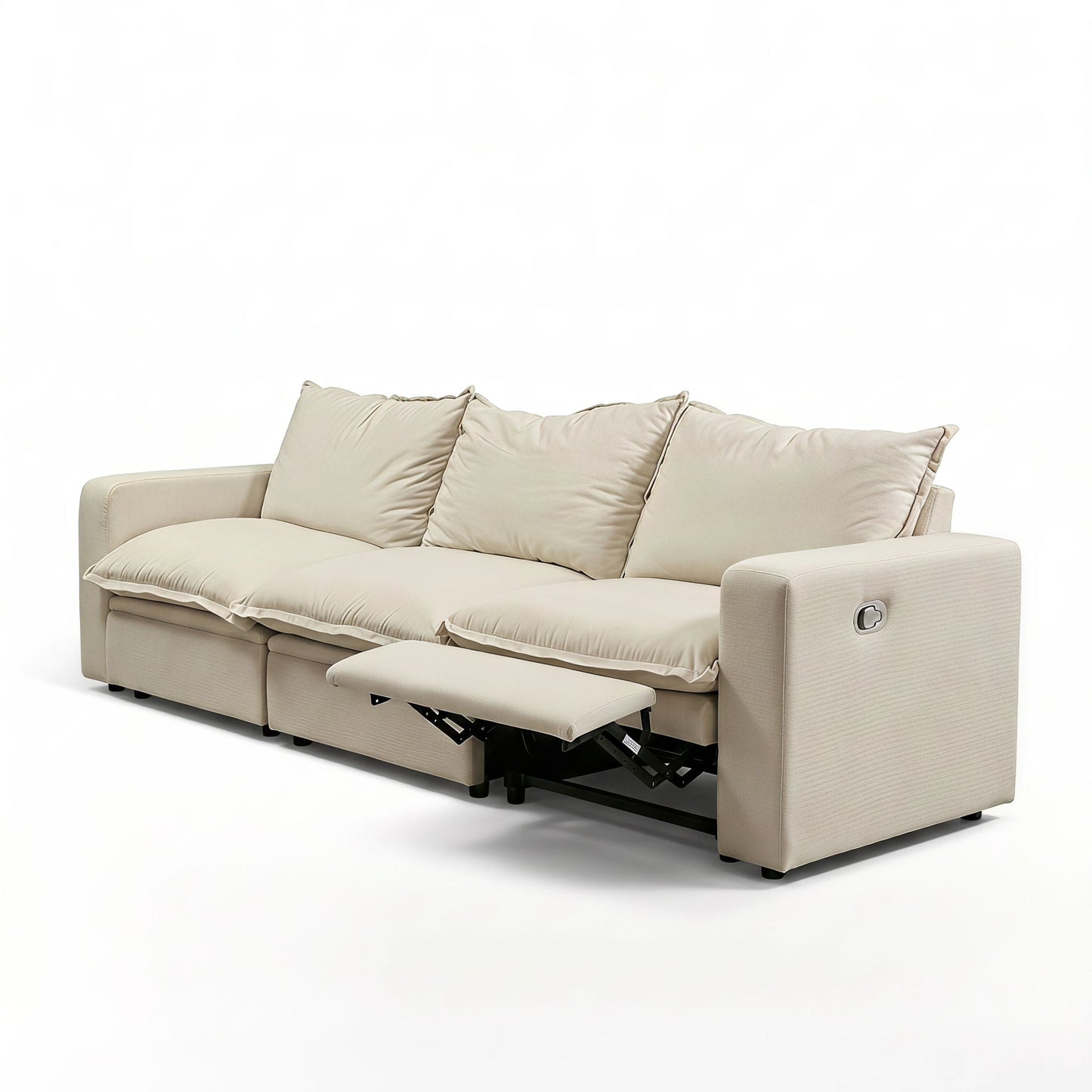 Plush Pillow Top Reclining Sofa, 3 Seat - Cream Beige Home Essentials