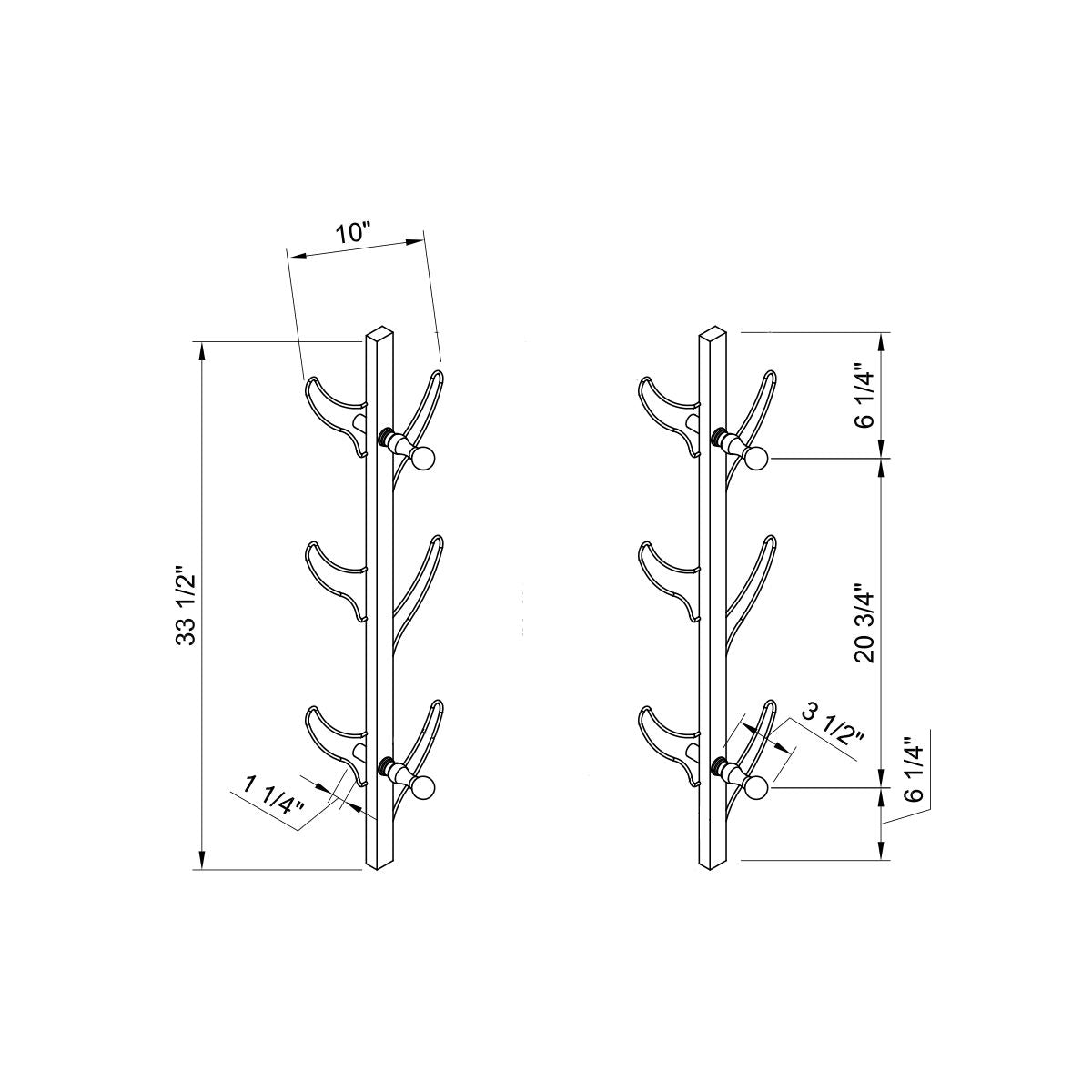 Vertical Eight Hook Coat Rack Wall Mount Home Essentials