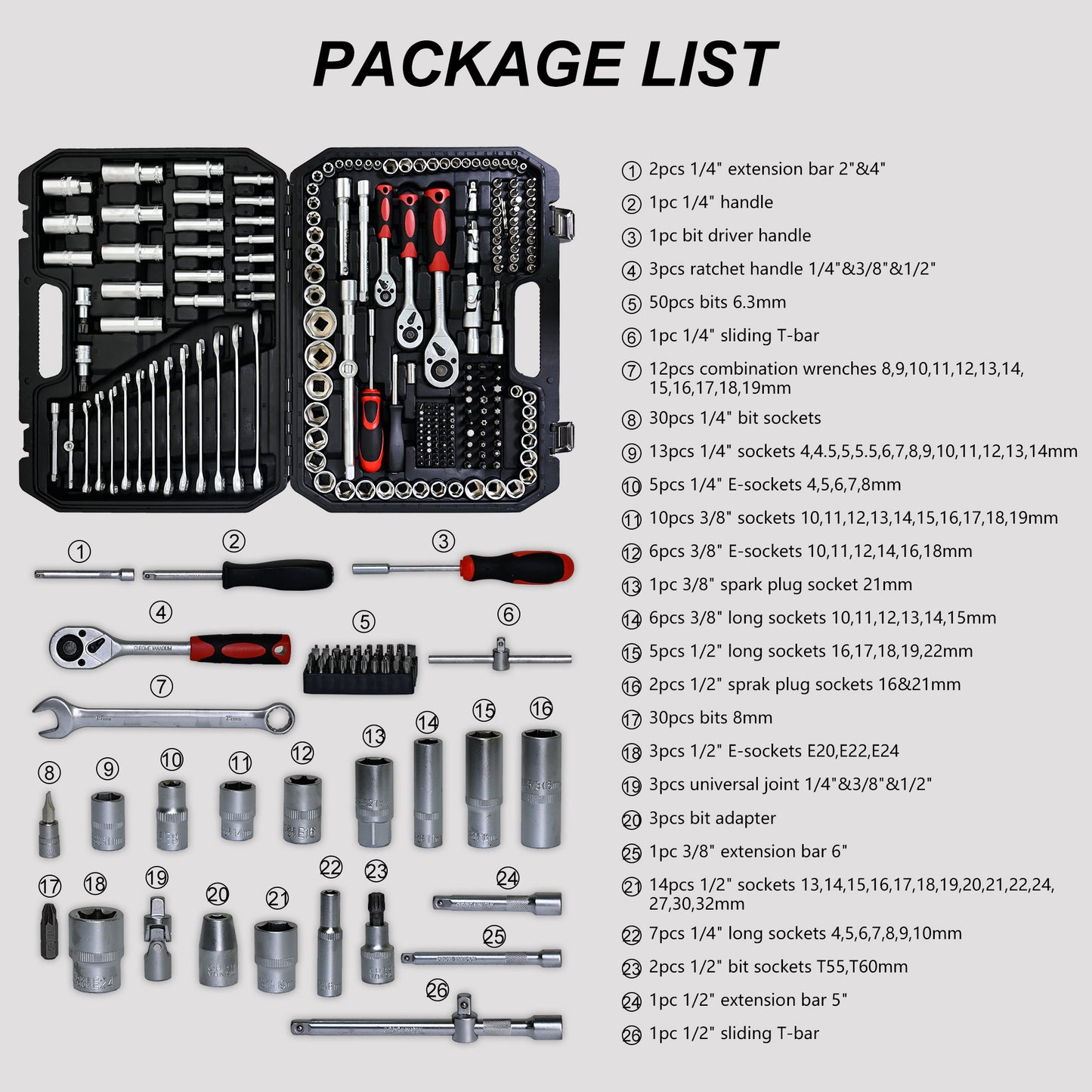 Tool Kit And Socket Wrench Set 216 Pieces Basic Portable Manual Repair Tool Set For Home Use Includes Case And Ratchet Wes And Wrenches - Black Daily Nest