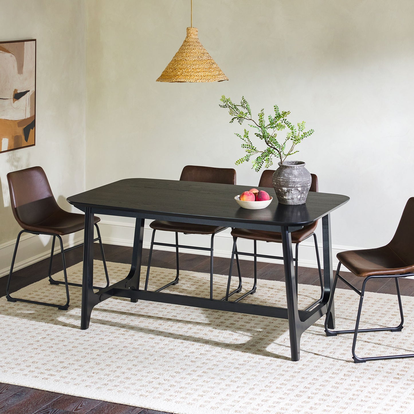 Mid-Century Modern Dining Table With Trestle Base Walker Edison